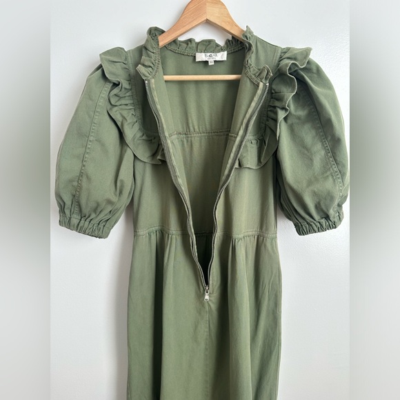 sea new york stan sandwashed zip front midi dress in cactus | size XS - Picture 4 of 8